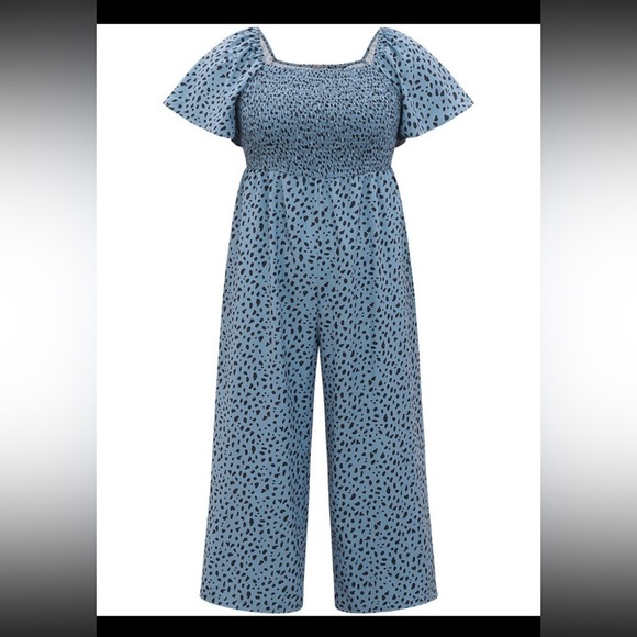 Leopard print square neck, flutter, sleeve jumpsuit - Picture 1 of 10